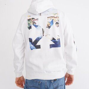 Off-White Luxury Designer White Arrow Painting Print Streetwear Cotton Hoodie XL